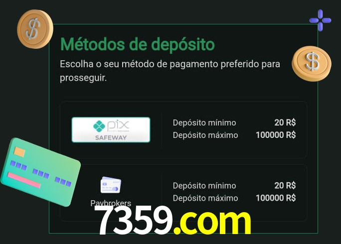 O cassino 7359.com oferece uma grande variedade de métodos de pagamento